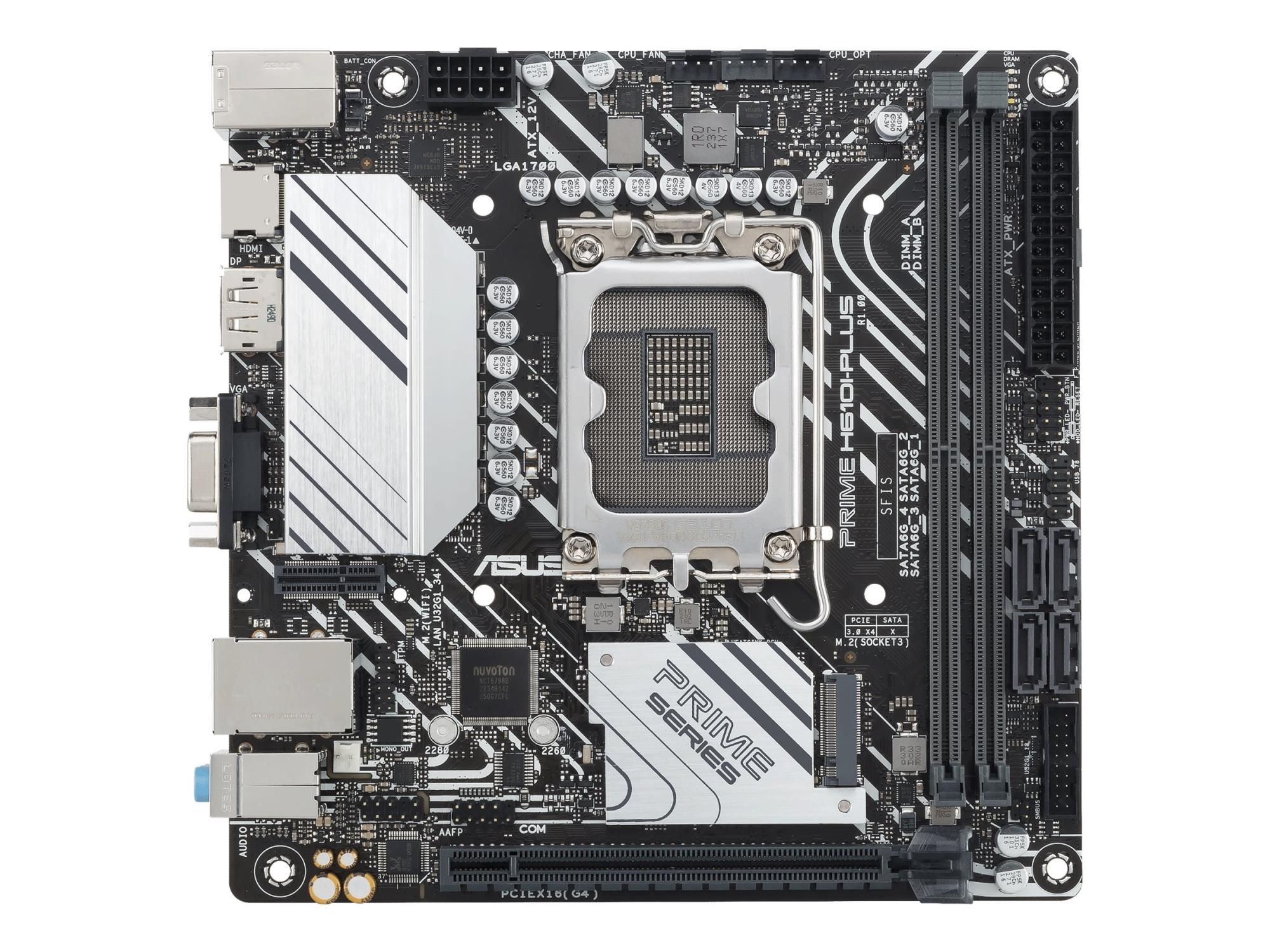 ASUS PRIME H610I-PLUS-CSM - Motherboard - Mini-ITX - LGA1700-Sockel - H610 Chipsatz - USB 3.2 Gen 1 - Gigabit LAN - Onboard-Grafik (CPU erforderlich)