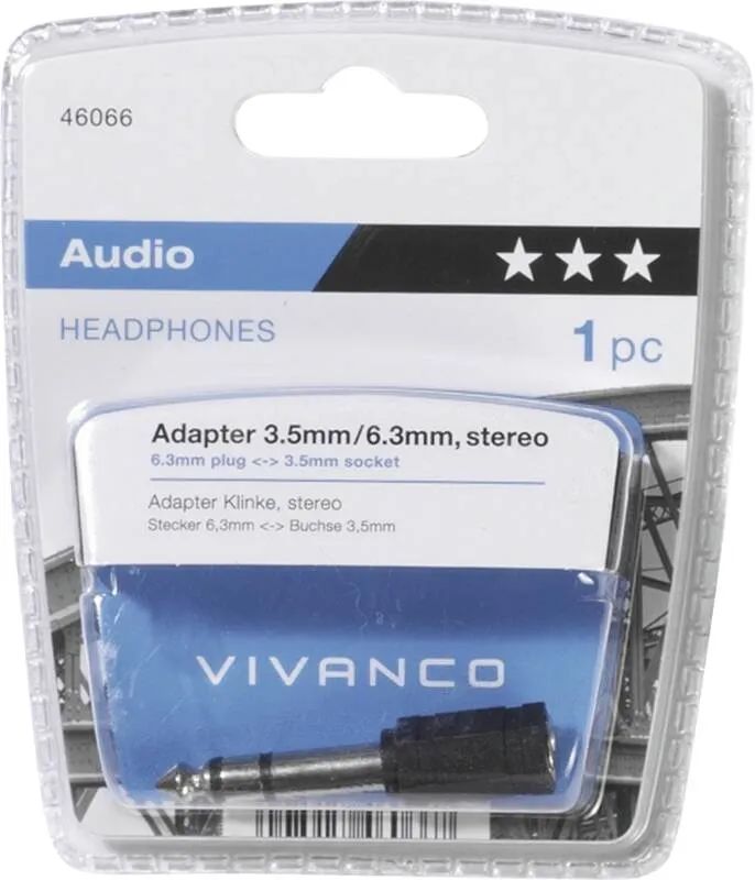 Vivanco Audioadapter, 6.3mm Klinkenst.- 3.5mm Klinkenbuchse