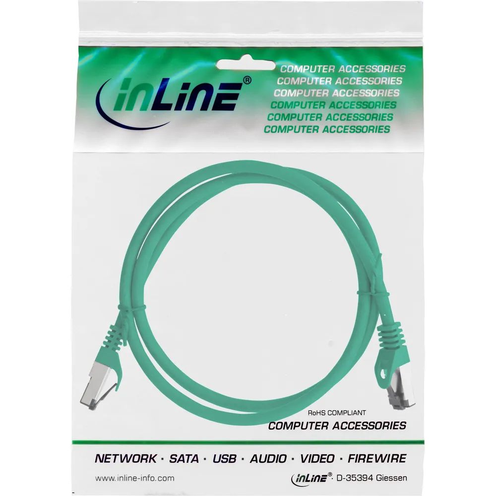 InLine Patchkabel - S/FTP (PiMf) - Cat.8.1 - 2000MHz - halogenfrei - grün - 2m
