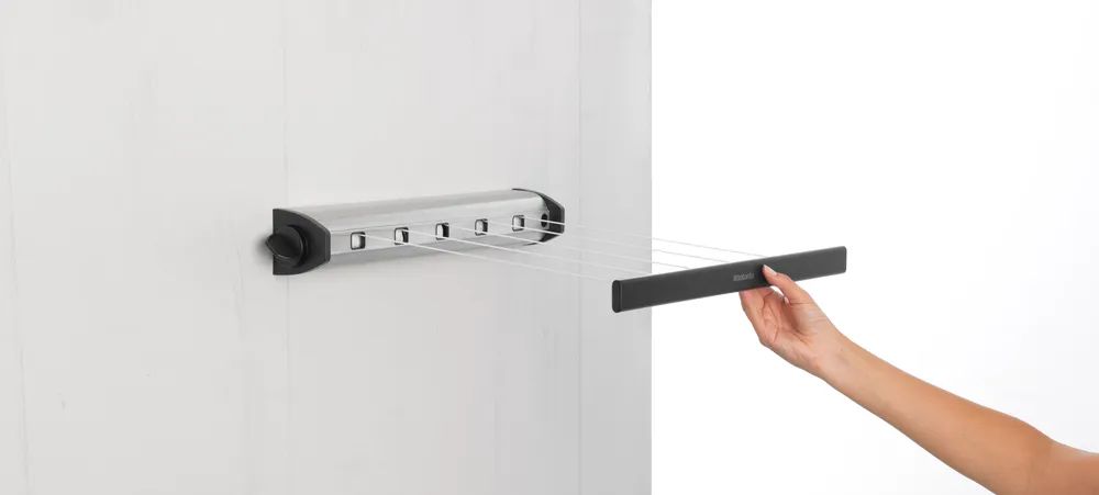 Brabantia Herausziehbare Wäscheleinen, 22m - Matt Steel