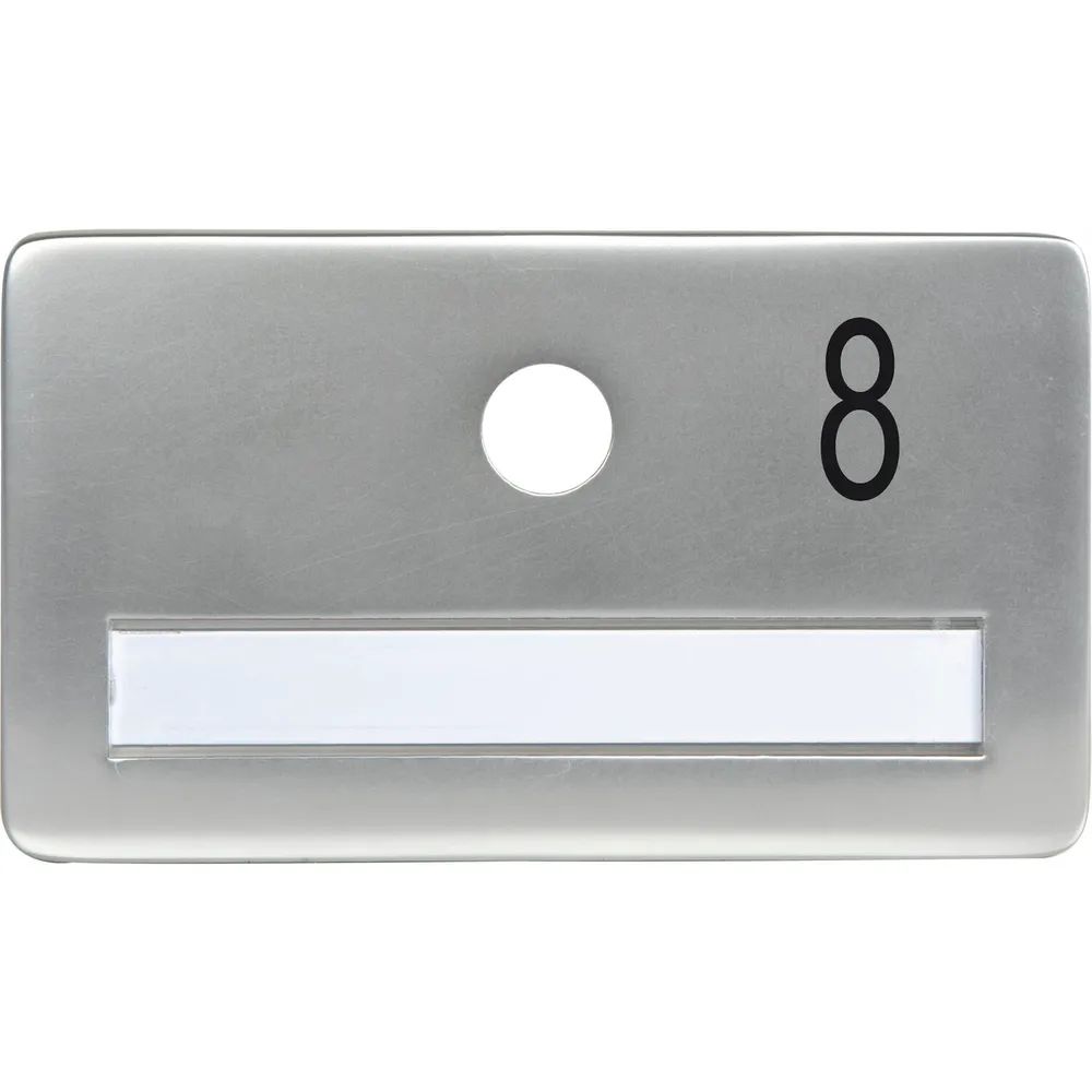 SOLIDO Namensschild ohne Spion, Bohrung ø 14, Alu silber eloxiert, Gravur Nr. 8
