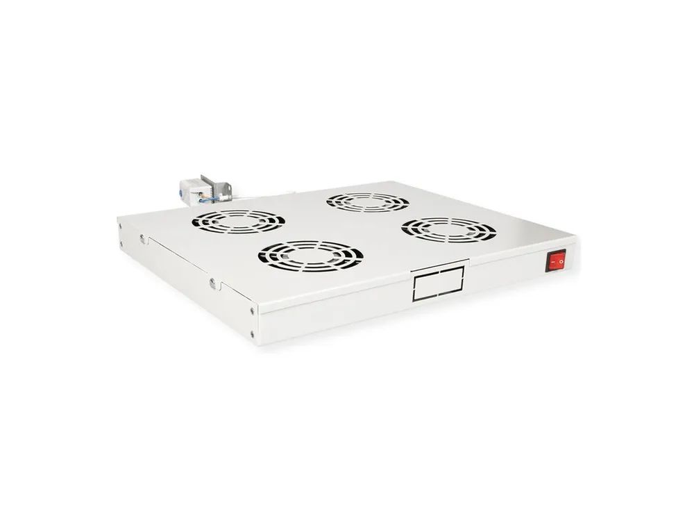 ROLINE Rack-Lüfter - 4 Ventilatoren, mit Thermostat - auf Dach montierbar - RAL 7035, Hellgrau - 1U - 48.3 cm (19")