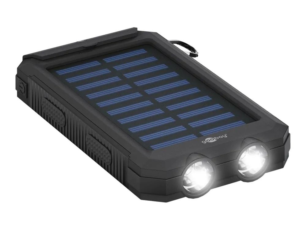 Goobay Outdoor PowerBank 8.0 - Solar-Powerbank - Li-Pol - 8000 mAh - 29.6 Wh - 2 A - 2 Ausgabeanschlussstellen (2 x USB)