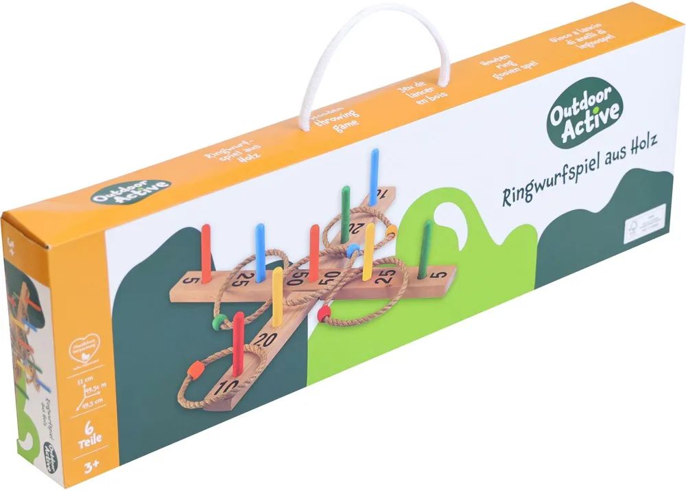 VEDES Großhandel GmbH - Ware OA Ringwurfspiel aus Holz mit 9 Stäben