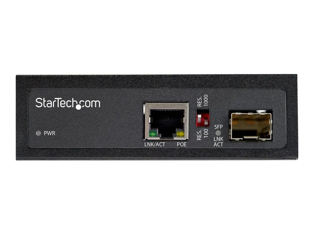 StarTech.com PoE + Industrial Media Converter 60W - Medienkonverter LWL Kupfer - Singlemode-/Multimode Glasfaser auf Kupfer Gigabit Ethernet - Mini/Kompaktgröße - IP-30/ -40&deg;C bis 75&deg;C (IMC1GSFP60W)