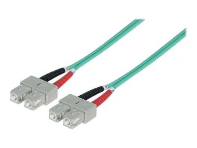 Intellinet Fiber Optic Patch Cable, OM3, SC/SC, 2m, Aqua, Duplex, Multimode, 50/125 µm, LSZH, Fibre, Lifetime Warranty, Polybag - Patch-Kabel - SC multi-mode (M)