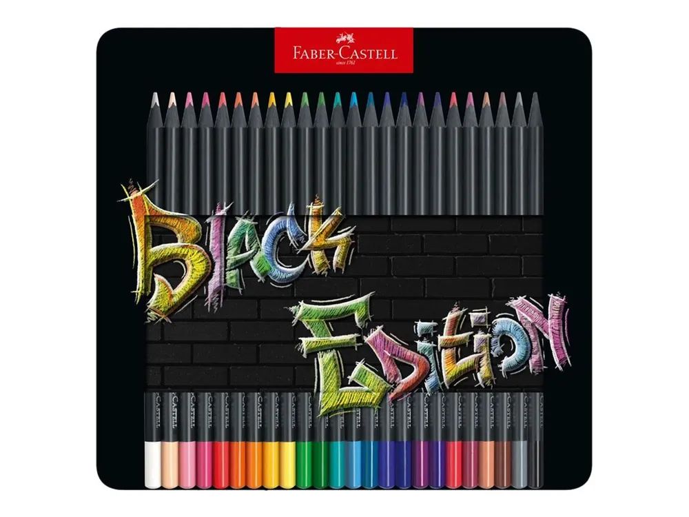 FABER-CASTELL Black Edition - Farbstift - ausgewählte leuchtende Farben (Packung mit 24)