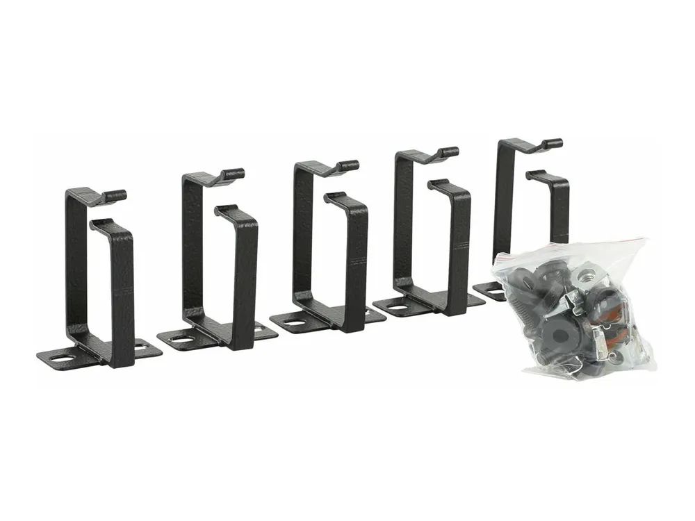 Lanview by Logon - Kabelhaken - aluminum, 44 x 60 mm - Schrankmontage - Schwarz, RAL 9005 - 1U - 48.3 cm (19")