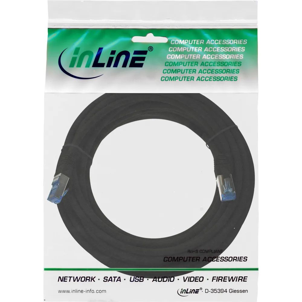 InLine Patchkabel - S/FTP (PiMf) - Cat.6A - halogenfrei - schwarz - 10m