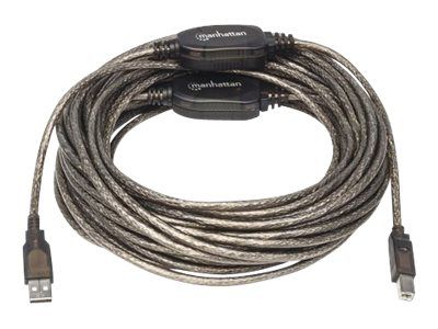 Manhattan USB-A to USB-B Cable, 15m, Male to Male, Active, Black, 480 Mbps (USB 2.0)