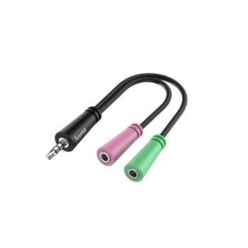 Hama Audio-Adapter, 4pol. 3,5-mm-Klinke-Stecker - 2x 3pol. 3,5-mm-Klinke-Headset