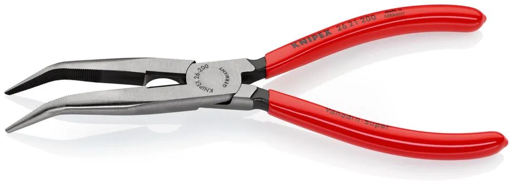 KNIPEX Flachrundzange mit Schneide (Storchschnabelzange) mit Kunststoff überzogen schwarz atramentiert 200 mm