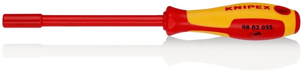KNIPEX Steckschlüssel mit Schraubendreher-Griff isoliert mit Mehrkomponenten-Hüllen, VDE-geprüft brüniert 232 mm