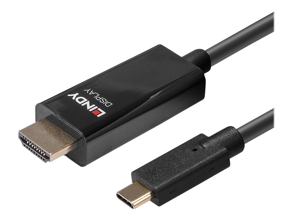 Lindy Adapterkabel - USB-C männlich zu HDMI männlich - 10 m - abgeschirmt - Schwarz - rund, aktiver Chip, unterstützt 4K 60 Hz (4096 x 2160)