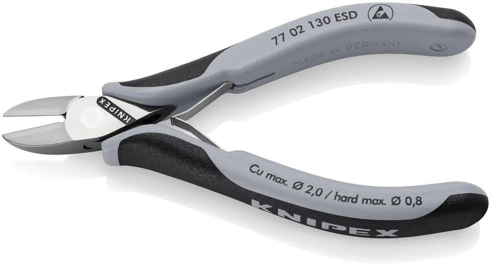 KNIPEX Elektronik-Seitenschneider ESD mit durchgestecktem Gelenk mit Mehrkomponenten-Hüllen 130 mm