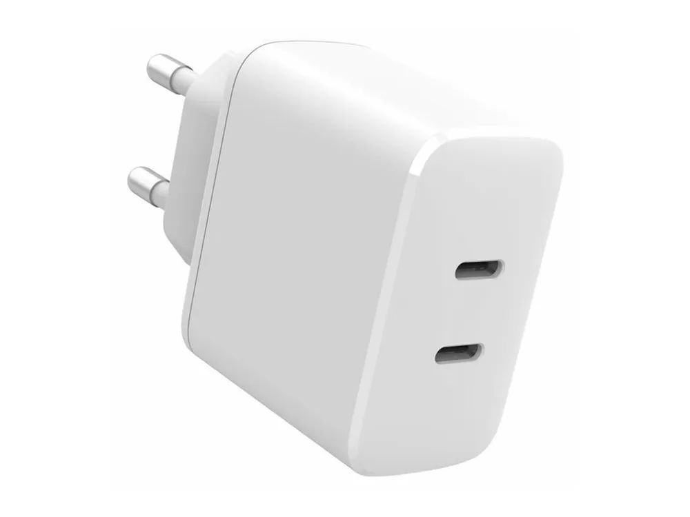 eSTUFF INFINITE - Netzteil - 100 % recycelter Kunststoff - 35 Watt - 3 A - Apple Fast Charge, PD 3.0, QC 3.0 - 2 Ausgabeanschlussstellen (24 pin USB-C)