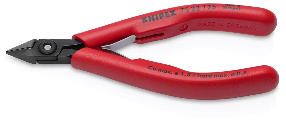 KNIPEX Elektronik-Seitenschneider mit Kunststoff-Hüllen brüniert 125 mm