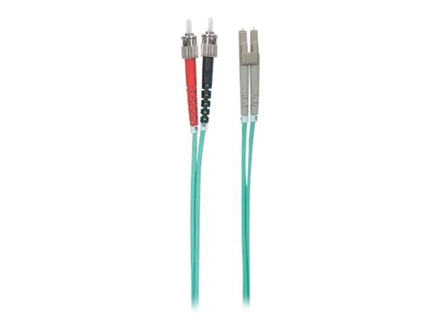 Intellinet Fiber Optic Patch Cable, OM3, ST/LC, 1m, Aqua, Duplex, Multimode, 50/125 µm, LSZH, Fibre, Lifetime Warranty, Polybag - Patch-Kabel - ST multi-mode (M)