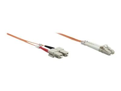 Intellinet Fiber Optic Patch Cable, OM2, LC/SC, 1m, Orange, Duplex, Multimode, 50/125 µm, LSZH, Fibre, Lifetime Warranty, Polybag - Patch-Kabel - SC multi-mode (M)