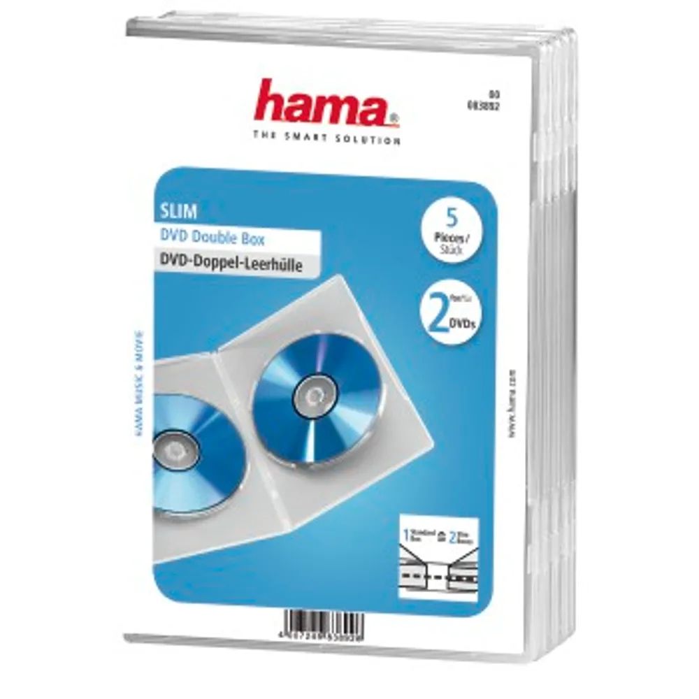 Hama DVD-Doppel-Leerhülle Slim, 5er-Pack, Transparent