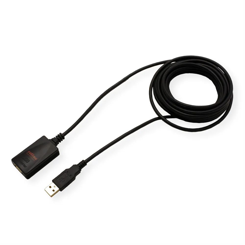 ROLINE USB 2.0 Verlängerung, schwarz, 5 m