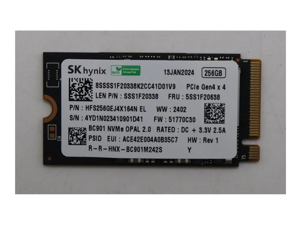 Lenovo SK Hynix - SSD - verschlüsselt - 256 GB - intern - M.2 2242 - PCIe 4.0 x4 (NVMe)