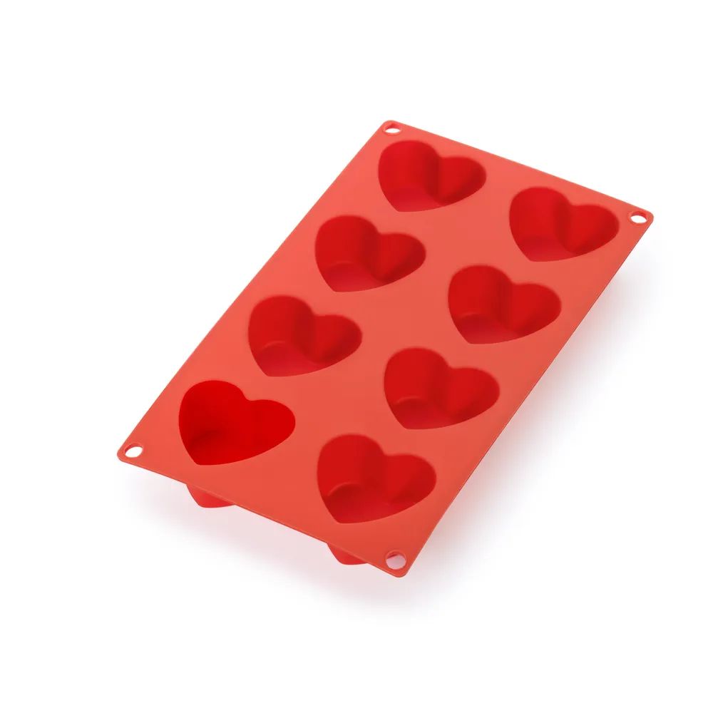 Lékué Silikon-Herzbackform, 8 Mulden - Red