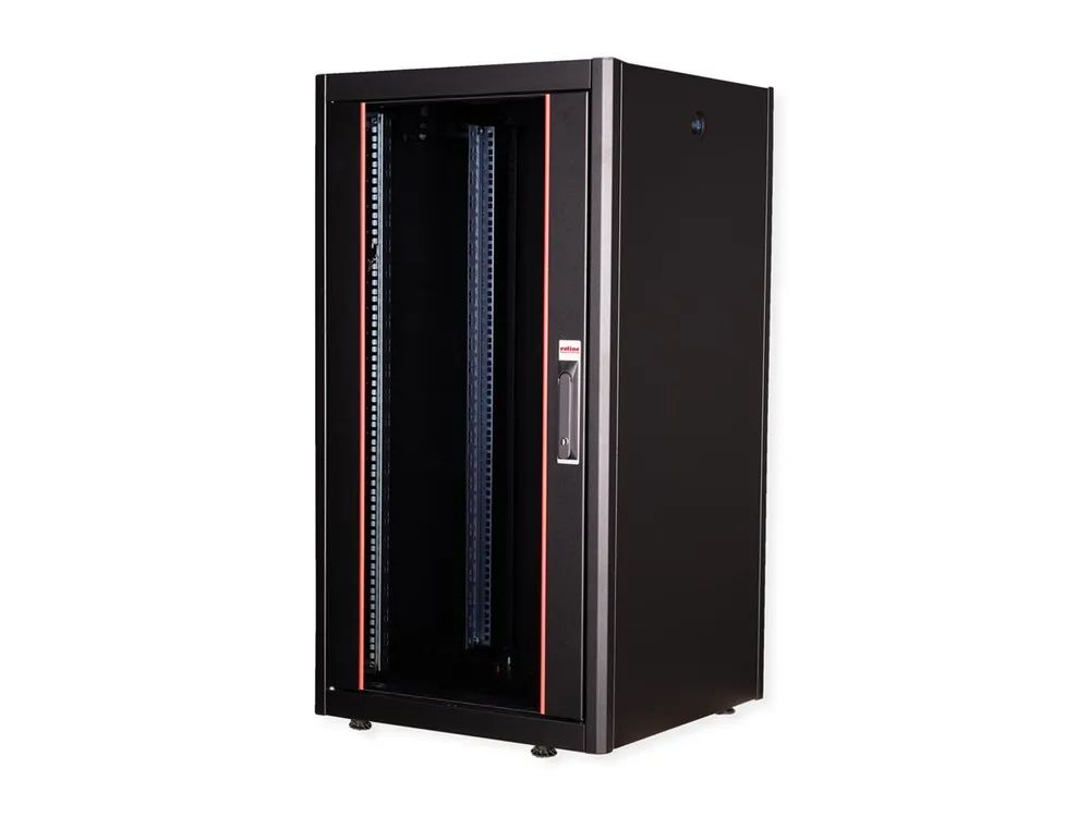 ROLINE Basic - Schrank Netzwerkschrank - Glas-Tür, 600x600 BxT - RAL 9005, Jet Black - 22U - 48.3 cm (19")
