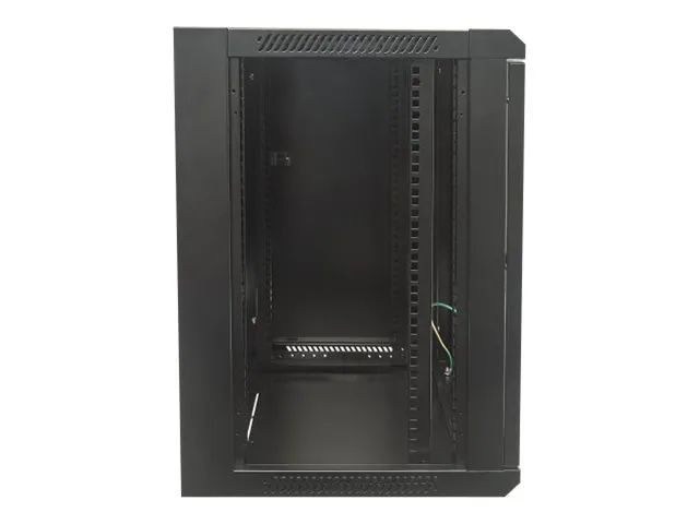 Intellinet Network Cabinet, Wall Mount (Standard), 12U, Usable Depth 410mm/Width 510mm, Black, Flatpack, Max 60kg, Metal & Glass Door, Back Panel, Removeable Sides,Suitable also for use on desk or floor, 19",Parts for wall install (eg screws/rawl plu