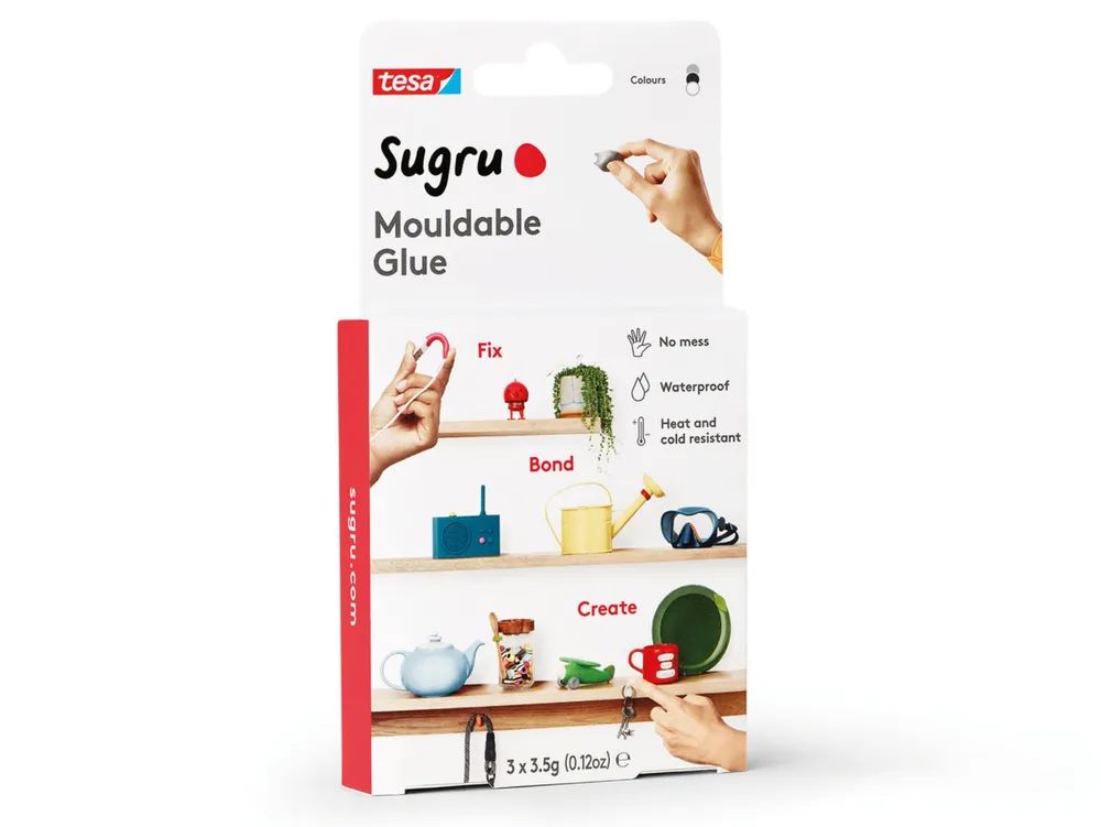 Tesa Sugru formbarer Allzweckkleber 3er Schwarz/Weiss/Rot