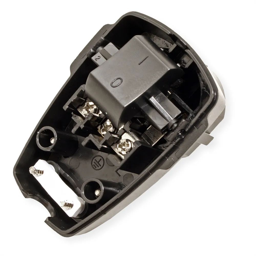 BACHMANN Schutzkontaktstecker, schwarz flach Wippschalter 2-p