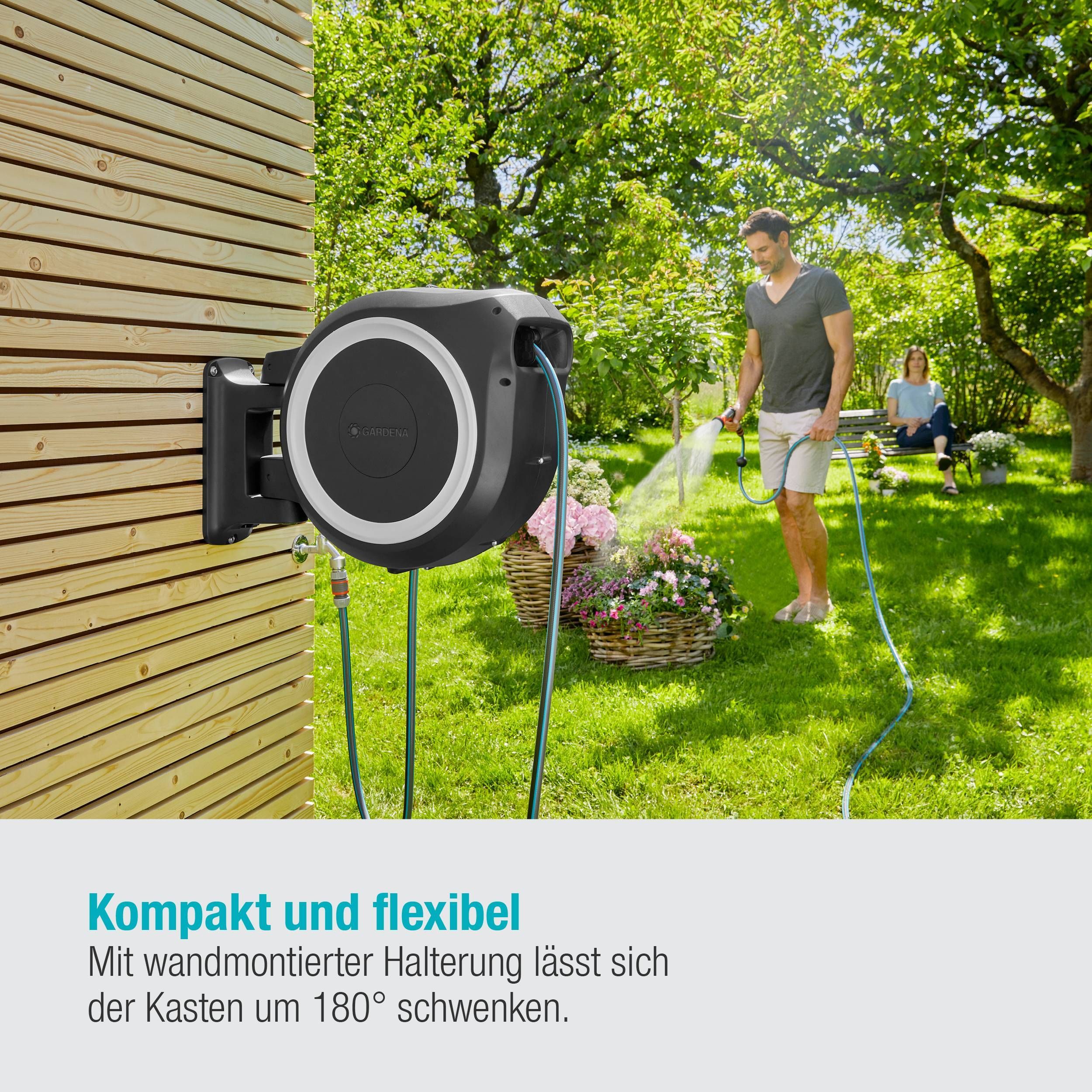 Gardena Wand-Schlauchbox RollUp XL, 35 m, weiß