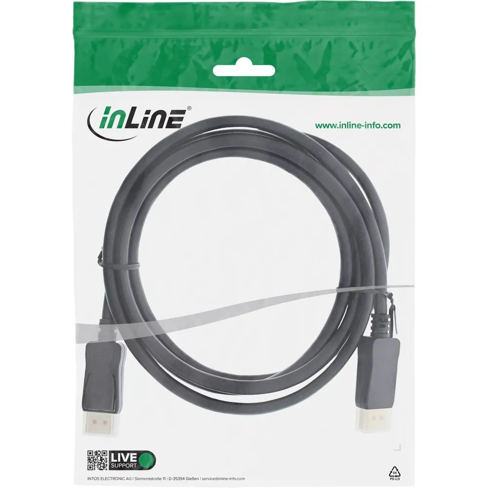 InLine DisplayPort 1.4 Kabel - schwarz - vergoldete Kontakte - 2m