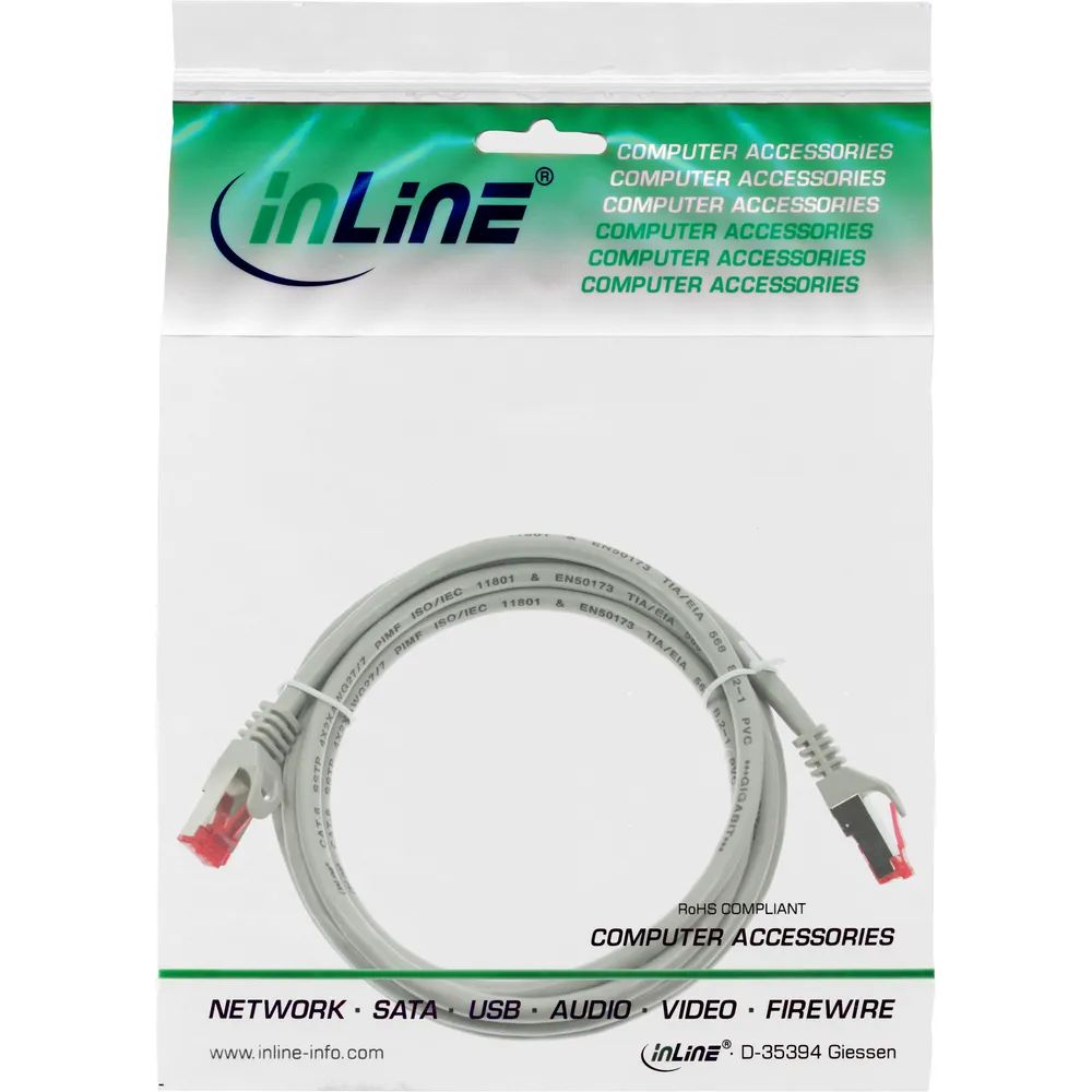 InLine Patchkabel - S/FTP (PiMf) - Cat.6 - 250MHz - PVC - CCA - grau - 3m