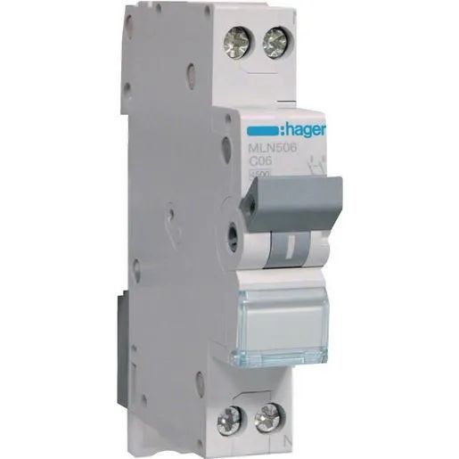 Hager LS-SCHALTER 1P+N 6A-C 6KA1PLE / HAGER MLN506