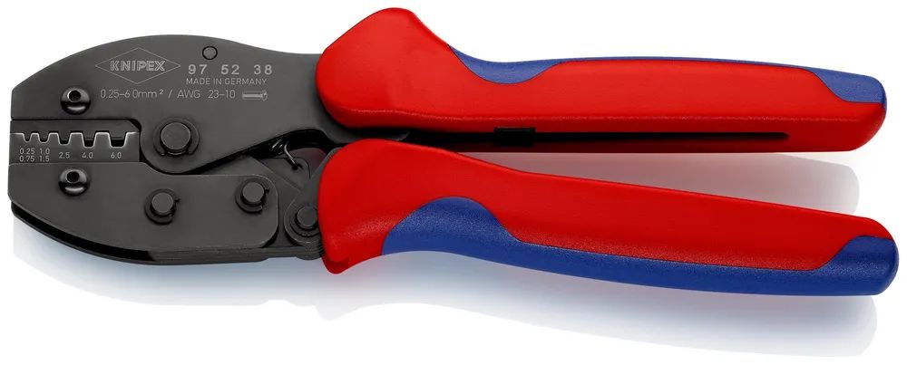 KNIPEX PreciForce® Crimpzange mit Mehrkomponenten-Hüllen brüniert 220 mm