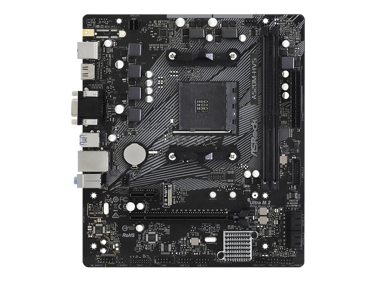 ASRock A520M-HVS - Motherboard - micro ATX - Socket AM4 - AMD A520 Chipsatz - USB 3.2 Gen 1 - Gigabit LAN - Onboard-Grafik (CPU erforderlich)