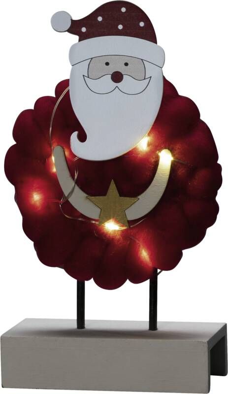 Konstsmide LED Holzsilhouette Santa mit Baumwolle, Timer | 656695730