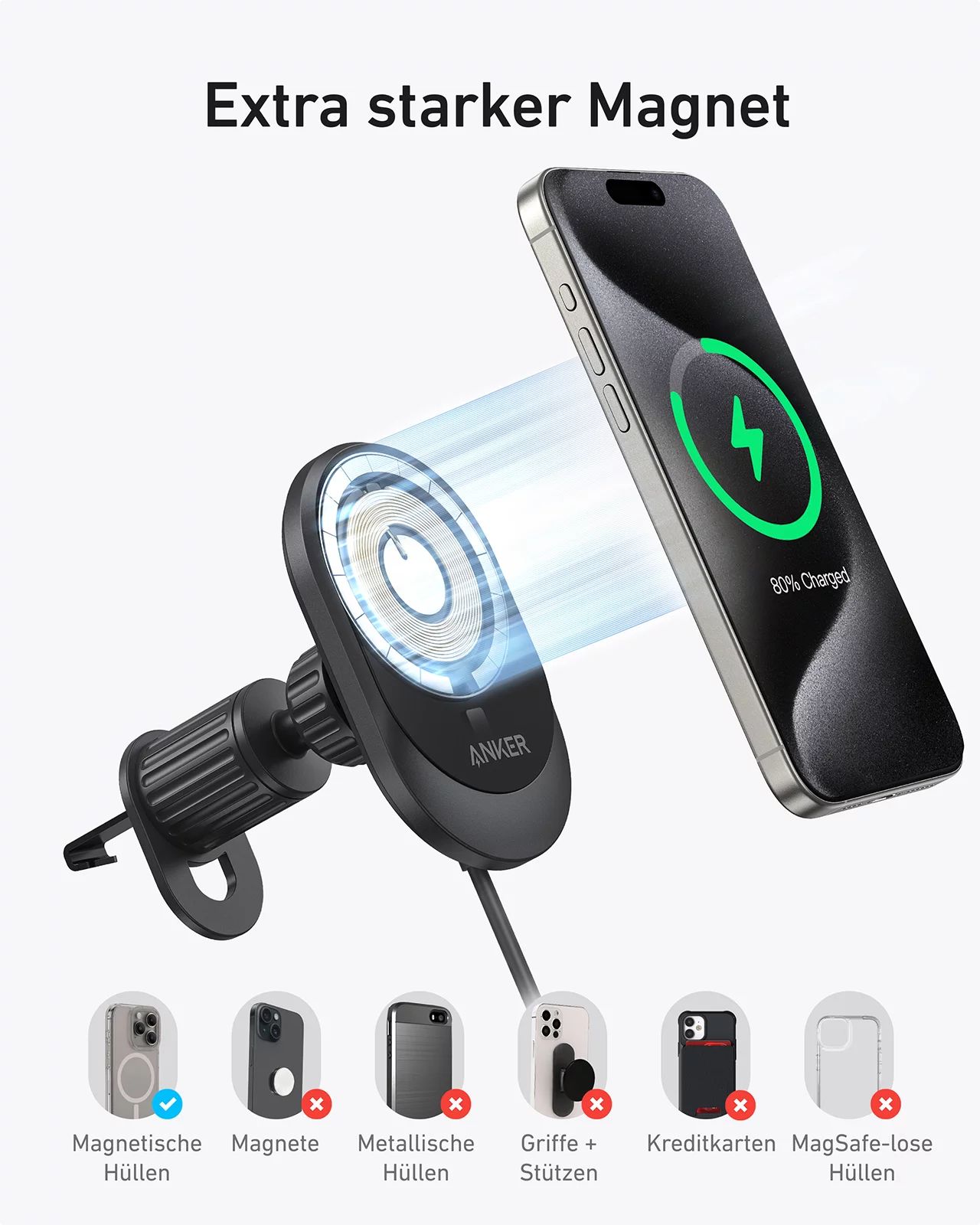 Anker MagGo Magnetic Wireless Car Charger 15W