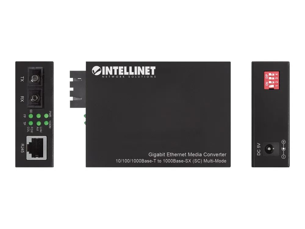 Intellinet Medienkonverter - 1GbE - 10Base-T, 1000Base-SX, 100Base-TX, 1000Base-T