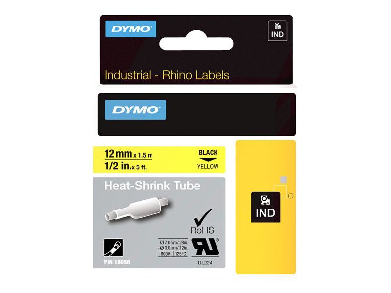 Dymo RhinoPRO Heat shrink tubing - Polyolefin - Schwarz auf Gelb - Rolle (1,3 cm x 1,5 m)