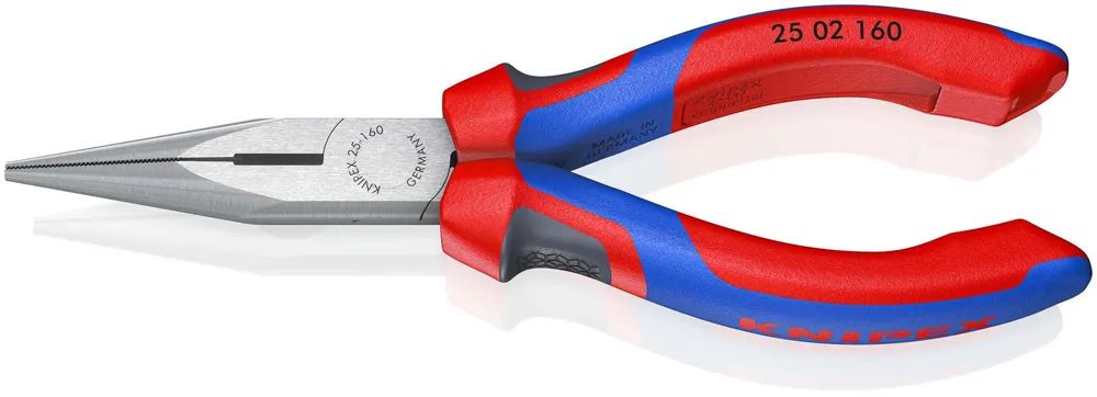 KNIPEX Flachrundzange mit Schneide (Radiozange) mit Comfort-Griffen schwarz atramentiert 160 mm