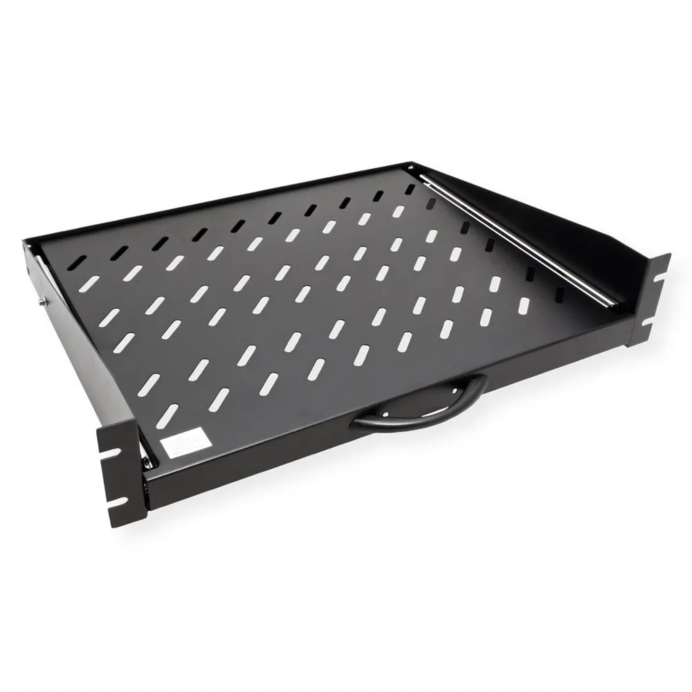 VALUE 19-Zoll-Fachboden ausziehbar, 2 HE, 404 x 350 mm, 30 kg Traglast