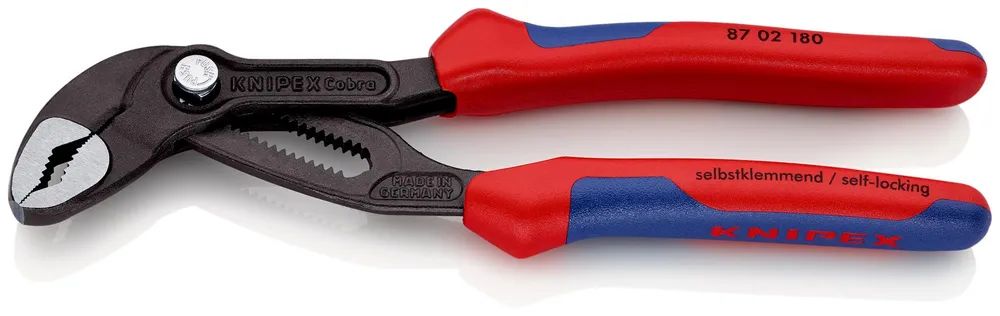 KNIPEX Cobra® Hightech-Wasserpumpenzange mit Mehrkomponenten-Hüllen grau atramentiert 180 mm