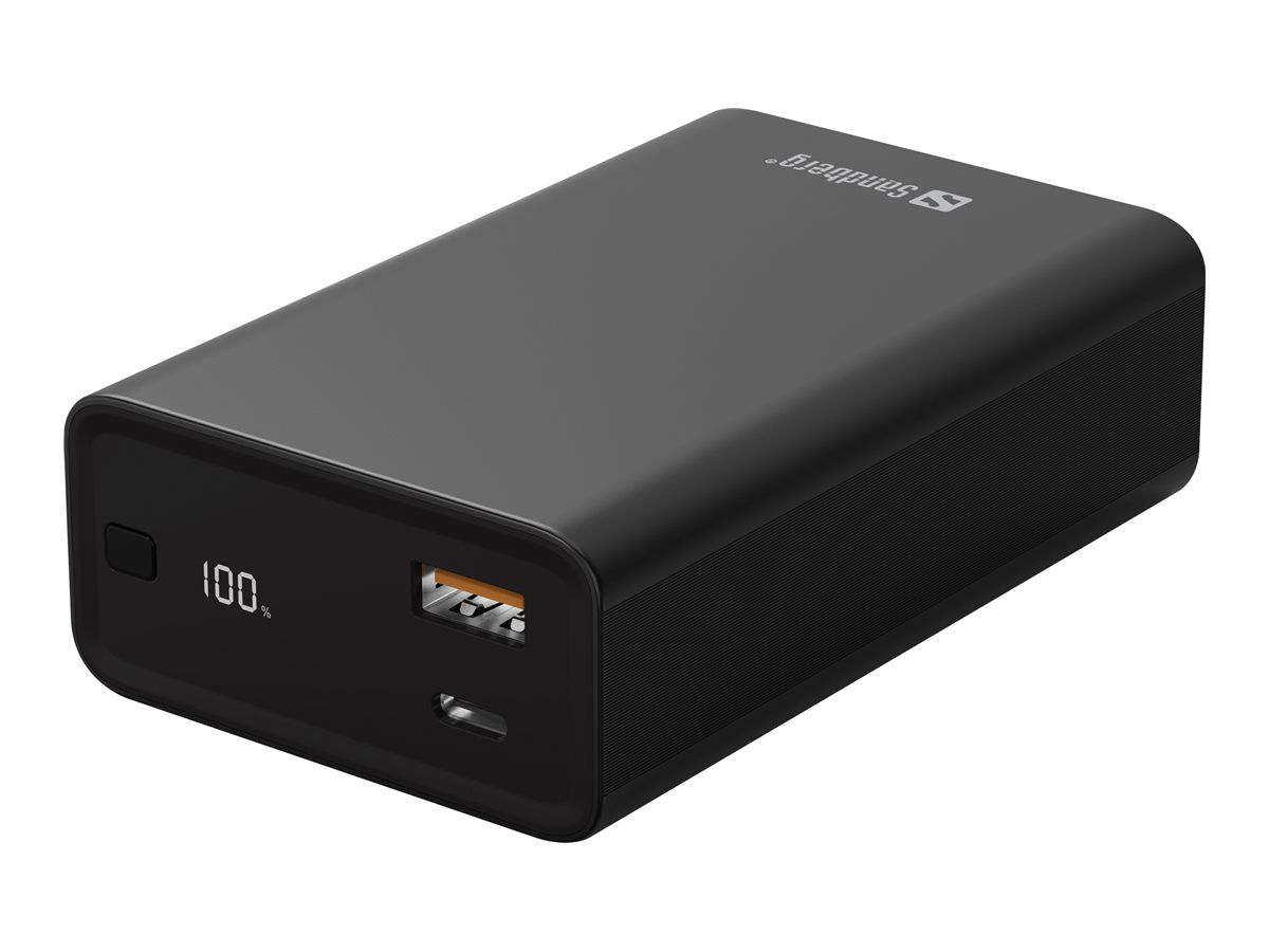 SANDBERG PD65W - Powerbank - 20000 mAh - 77 Wh - 65 Watt - PD, QC 3.0 - 2 Ausgabeanschlussstellen (USB Typ A, 24 pin USB-C)