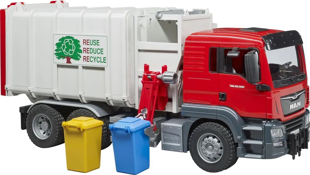 Bruder MAN TGS Seitenlader Müll LKW - Müllwagen-Modell - 4 Jahr(e) - Acrylnitril-Butadien-Styrol (ABS) - Rot - Silber