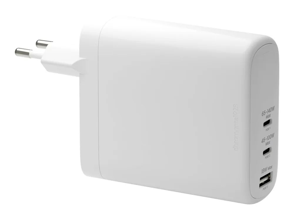 dbramante1928 re-charge - Netzteil - 140 Watt - Power Delivery 3.1 - 3 Ausgabeanschlussstellen (USB-C, USB)
