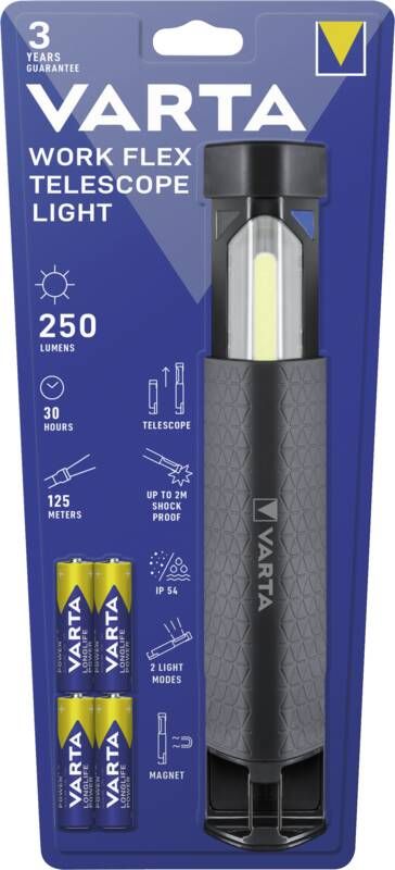 Varta Arbeitslampe Work Flex Telescope Light 4AA mit Batt.