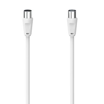 Hama Antennen-Kabel, Koax-Stecker - Koax-Kupplung, 3 m, 75 dB, Weiß