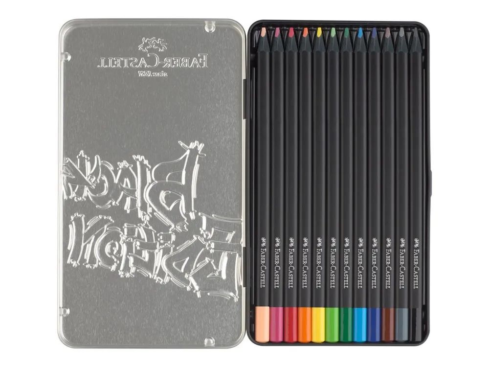 FABER-CASTELL Black Edition - Farbstift - ausgewählte leuchtende Farben (Packung mit 12)